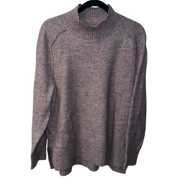 Ann Taylor LOFT Confetti Knit Sweater Womens L Mock Neck Tunic Relaxed Modest - Picture 1 of 8